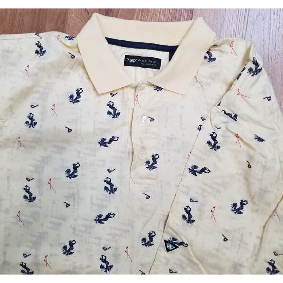 Wedge Men's Golf Active 100% Cotton Short Sleeve 3 Button Up Polo Shirt Size XXL - Picture 2 of 8